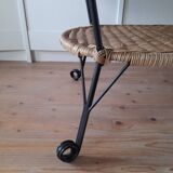 Rattan and wrought iron coffee table