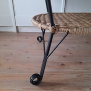 Rattan and wrought iron coffee table