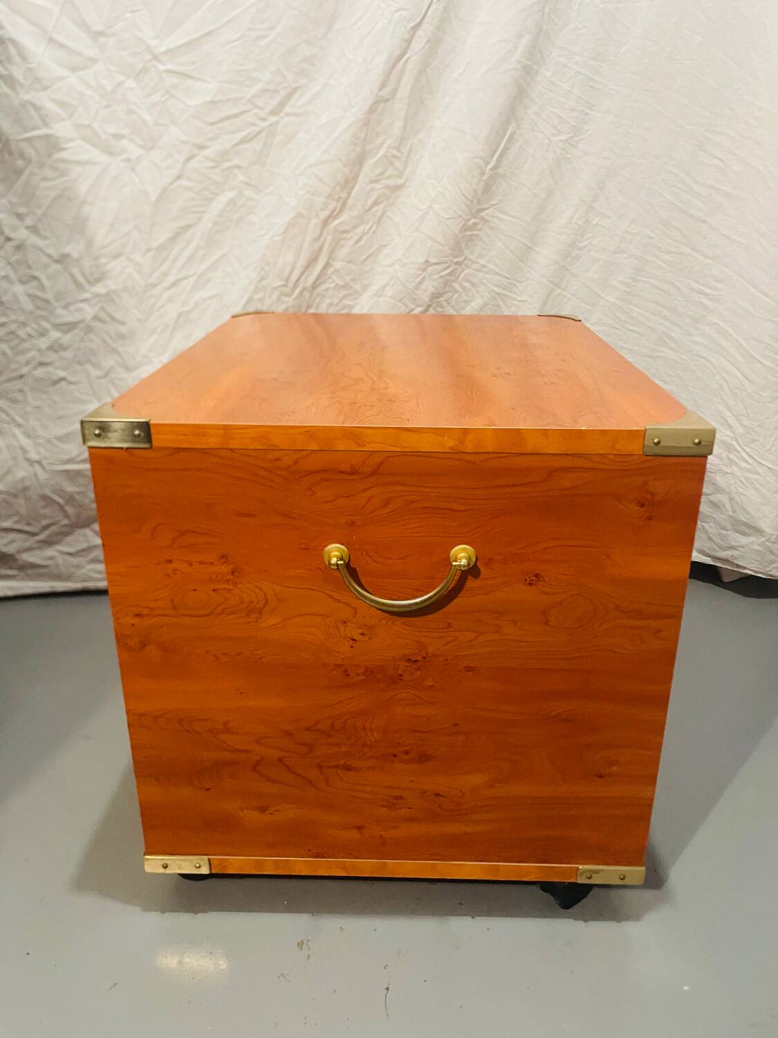 Gautier “Marine” bedside table in wood and brass, 1991