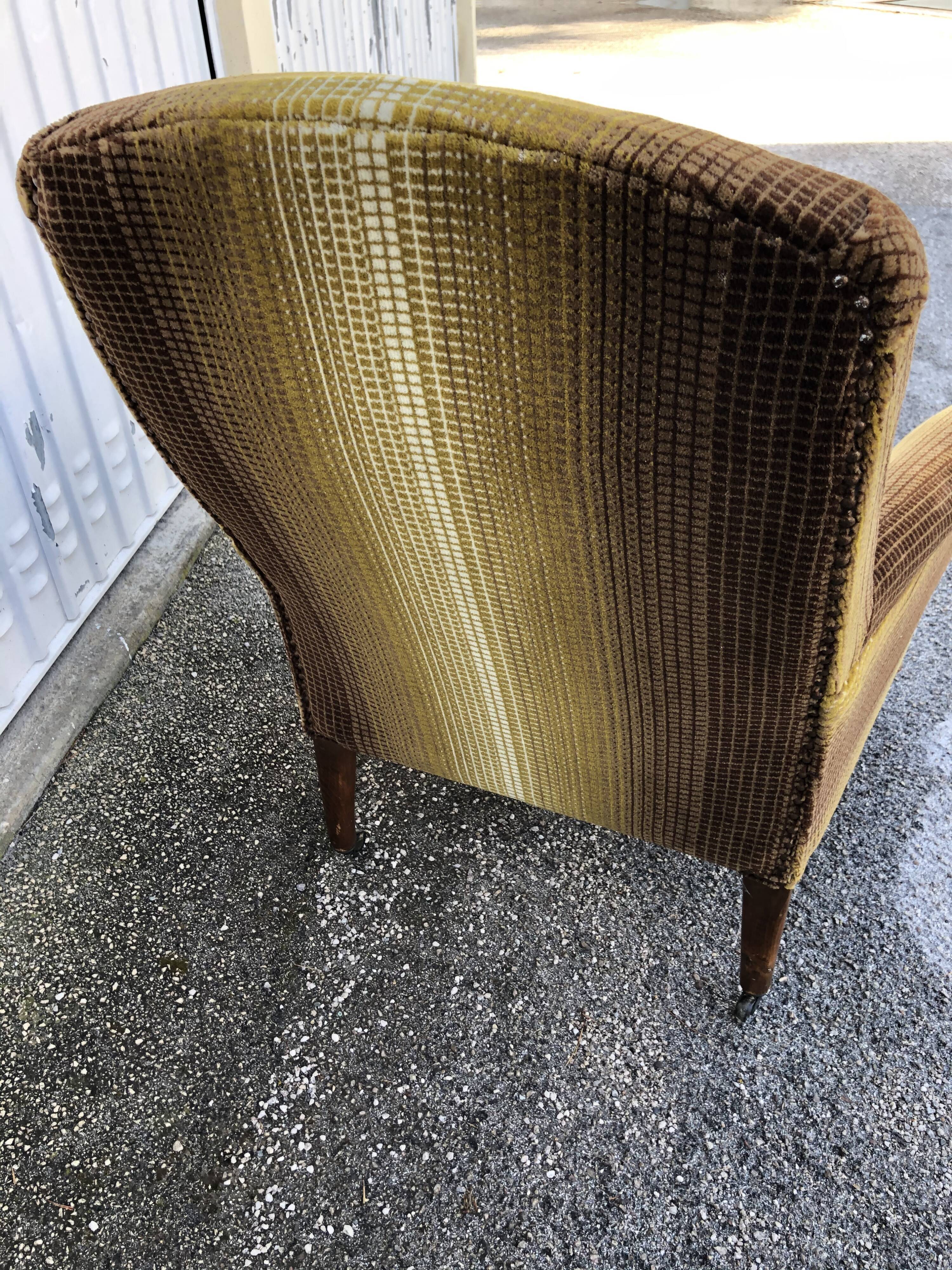 Striped velvet armchair