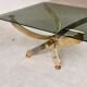 Brass and smoked glass italian coffee table, 1970s