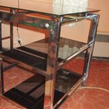 Vintage 70s chrome and smoked glass desk.