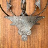 Danish mid-century brutalist metal wall sculpture and candle holder by Henrik Horst, 1960s.