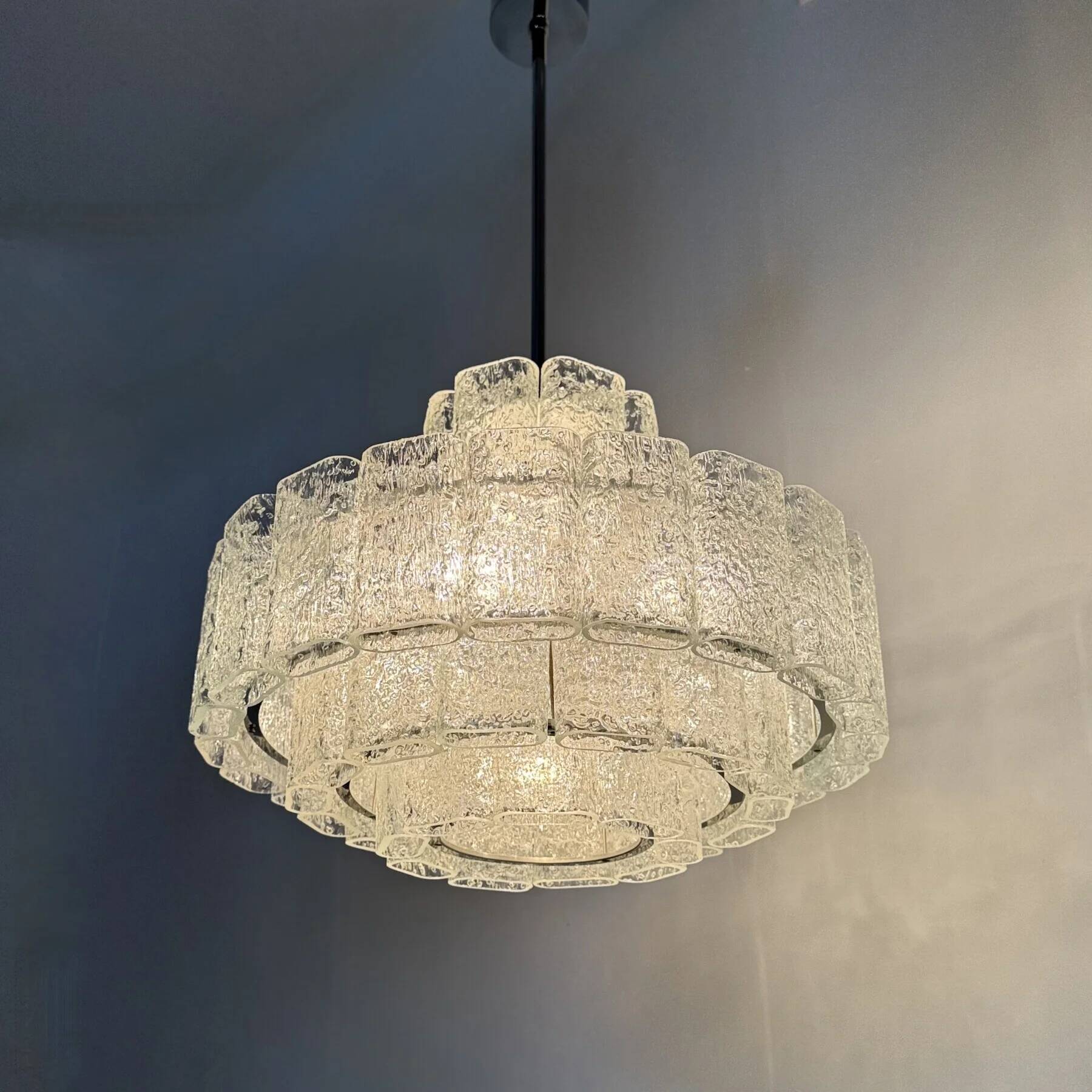 Mid-century design Doria Leuchten glass chandelier, 1970s