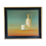 Surreal composition, Serge Carré, 60s, oil on canvas