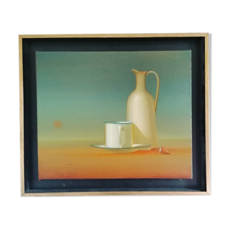 Surreal composition, Serge Carré, 60s, oil on canvas