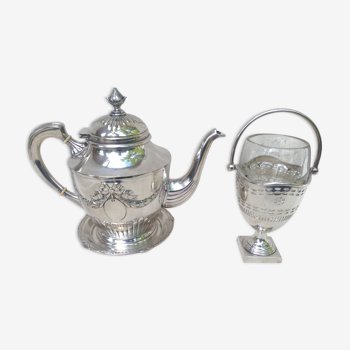 Silver metal tea set