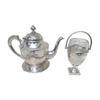 Silver metal tea set