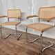 Pair of Breuer style armchair chair  made in italy vintage 1970 beige