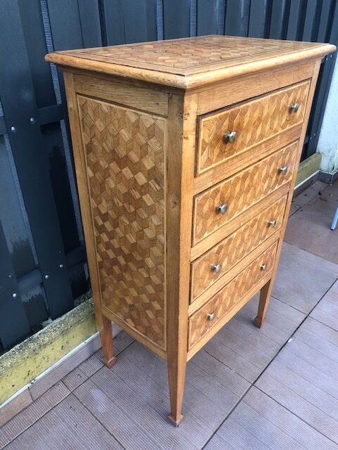 Commode art deco 1930 marqueterie damier