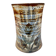 glazed ceramic vase with abstract flower decoration, signature to identify