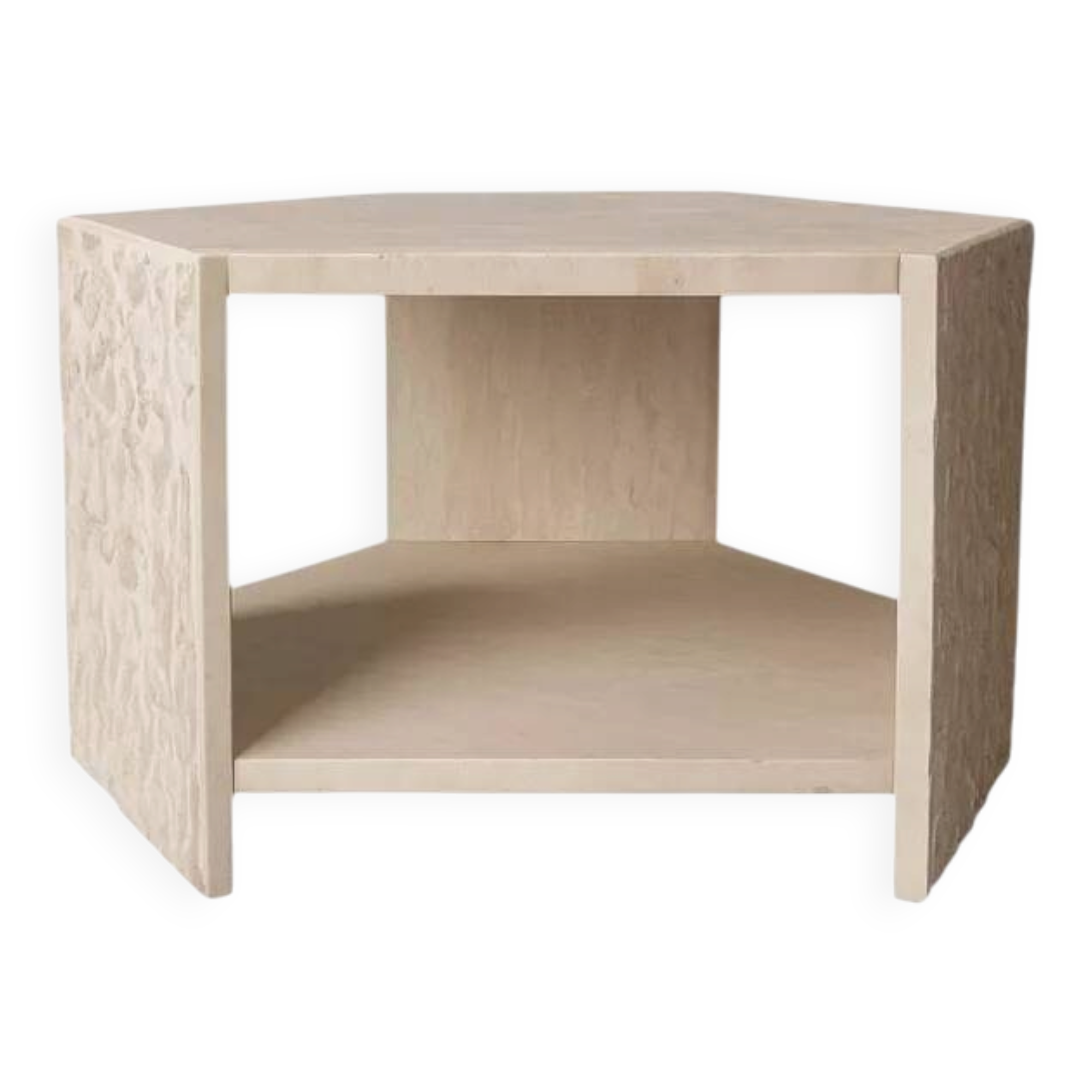 Hexagonal side table in travertine by Claude Berraldacci. France.