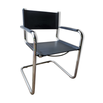 Leather and chrome armchair 70