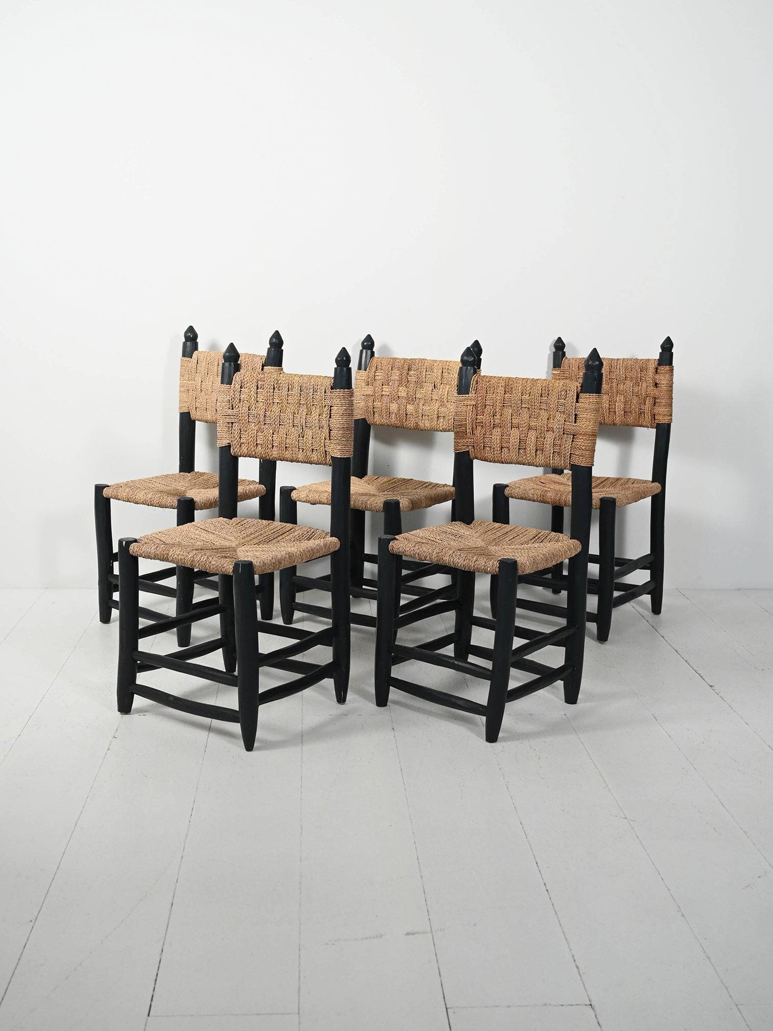 5 chaises marocaines en bois bleu