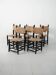 Set of five Moroccan blue wooden chairs