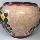 Cache pot floral decoration signed J. Massier Vallauris vintage
