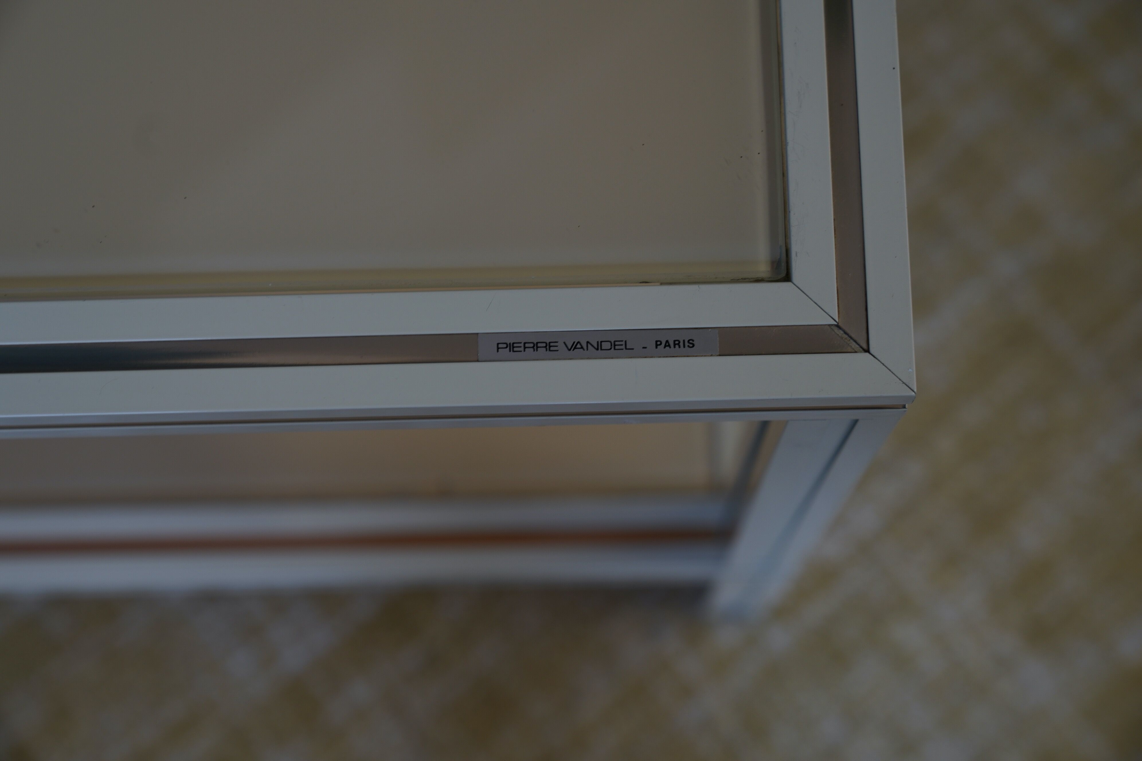 Mid century pierre vandel cream aluminium two-tier side table 1970s