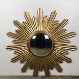 Sun mirror "André" in gilded sheet metal witch eye