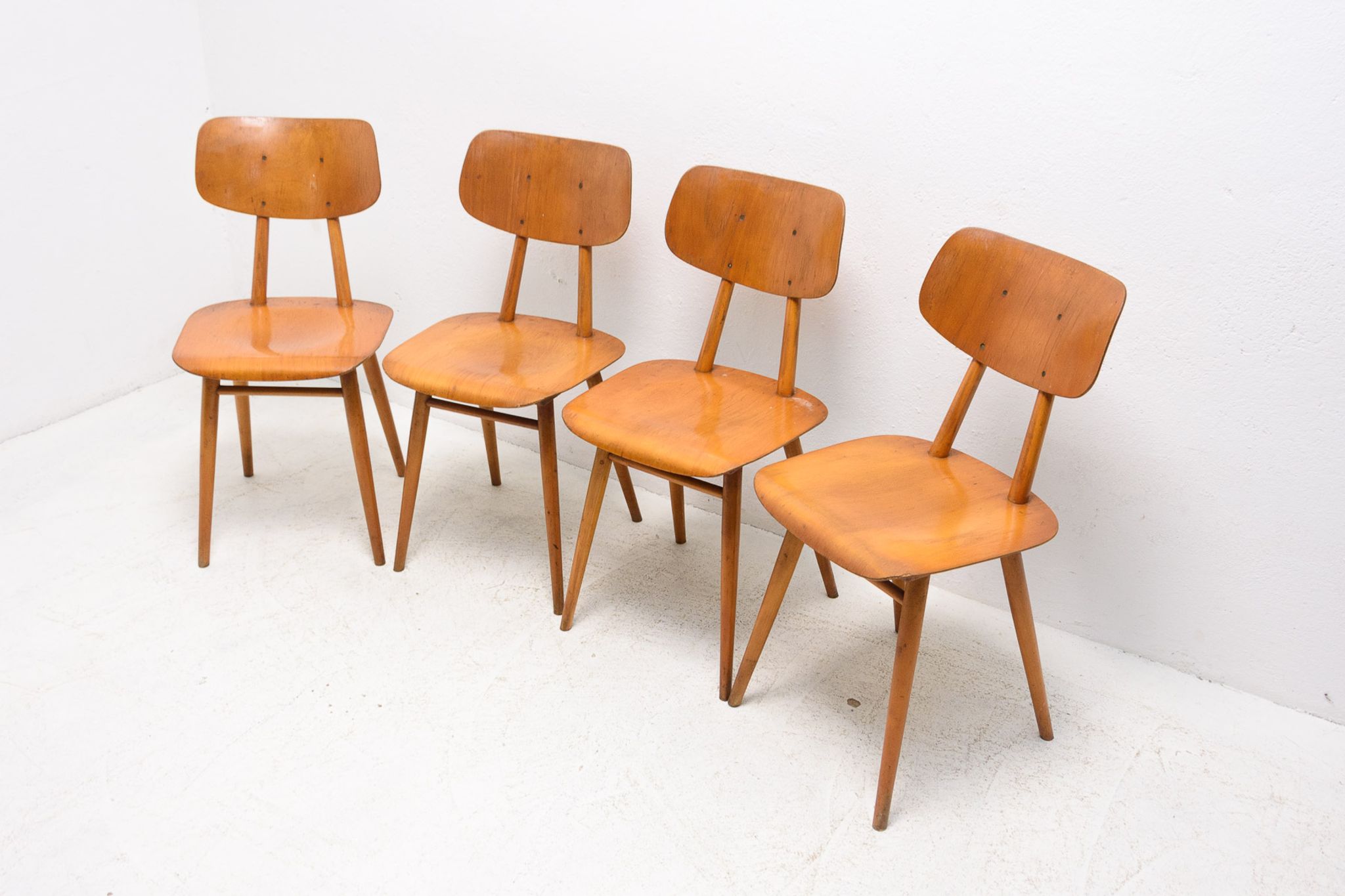 Mid century dining chairs Ton, set of four, 1960