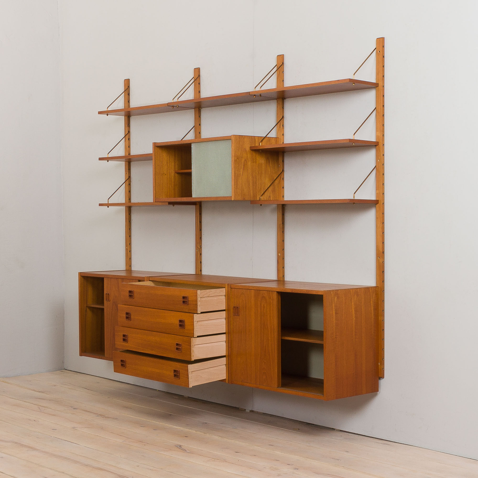 Vintage danish modular teak bookcase 1970s