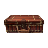 Suitcase in wicker and vintage bamboo