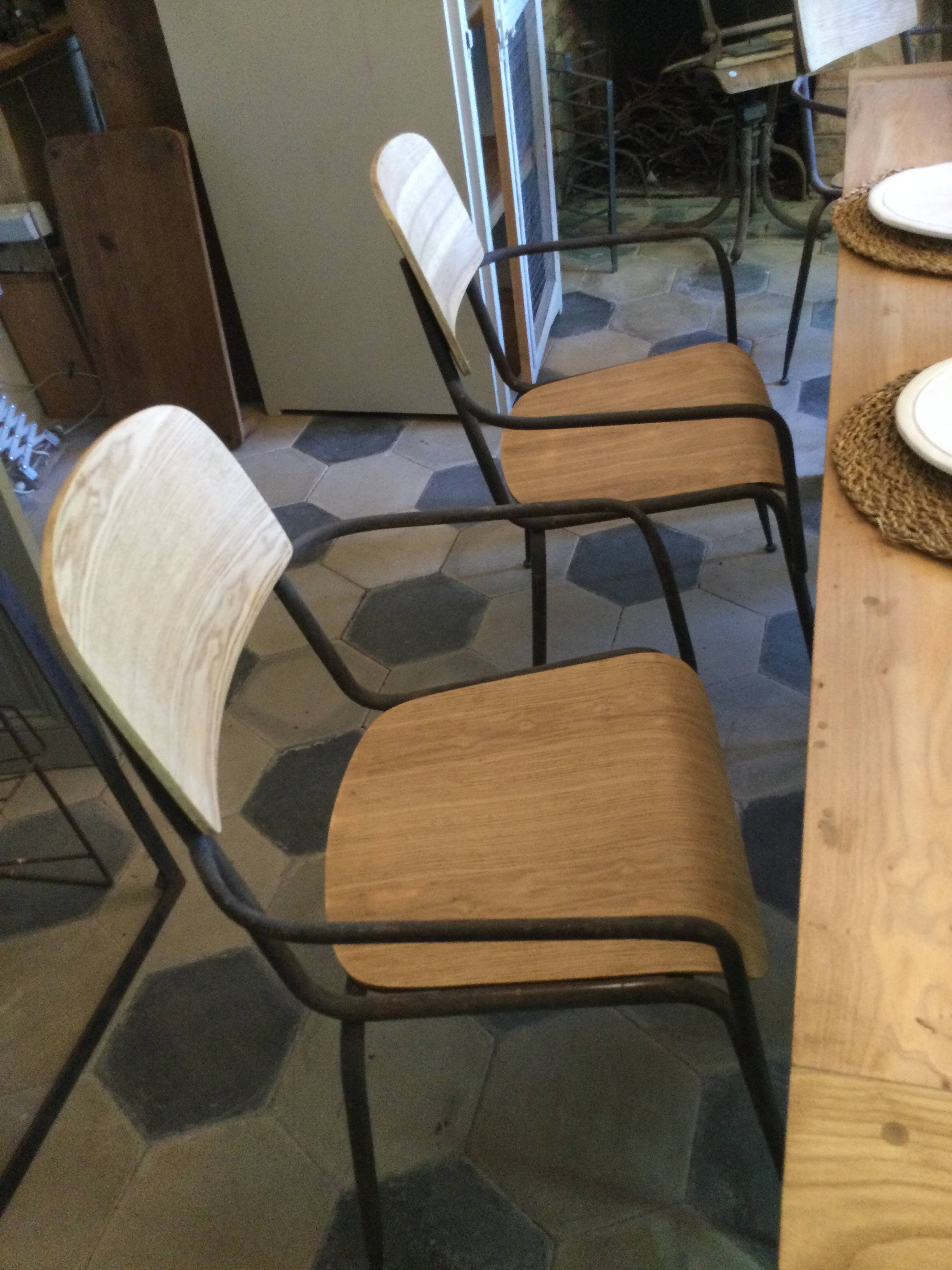 Lot de 6 chaises bois et fer