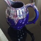 Blue flamée earthenware pitcher