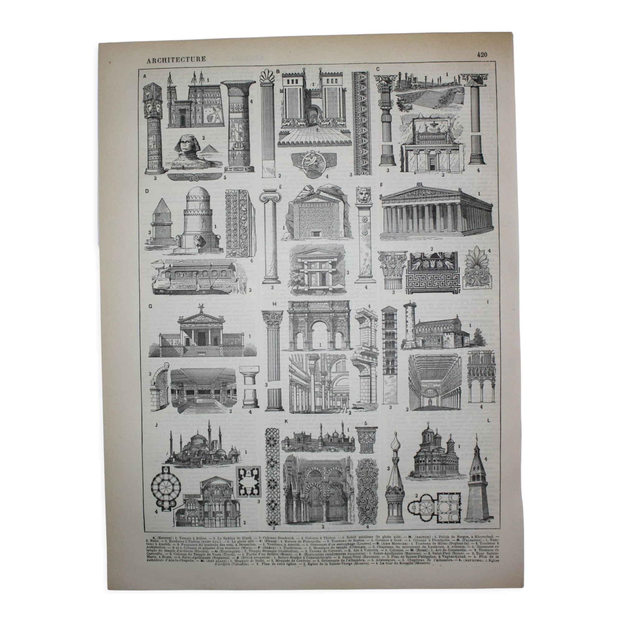 Engraving • Arabic art, decorations, weapons • Original lithograph from 1898