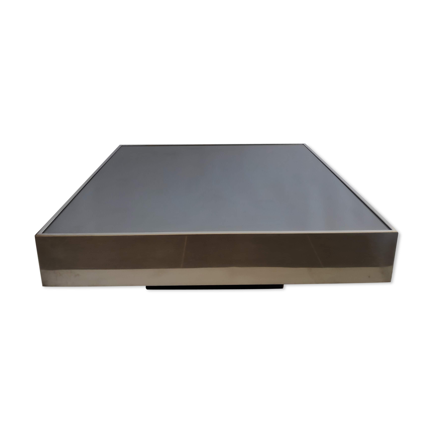 Vintage coffee table in metal and smoked mirror