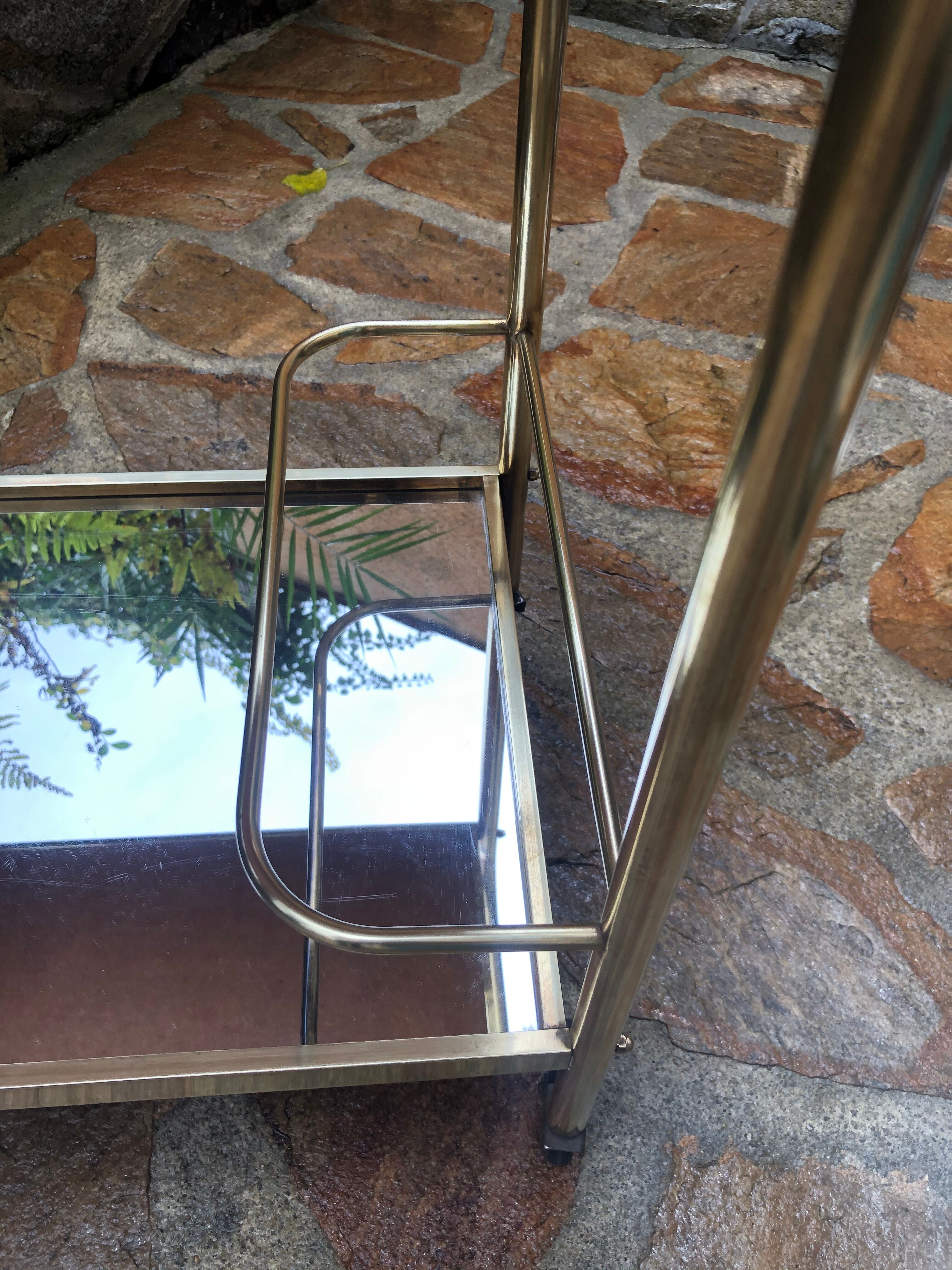 Golden rolling desserte vintage mirror trays