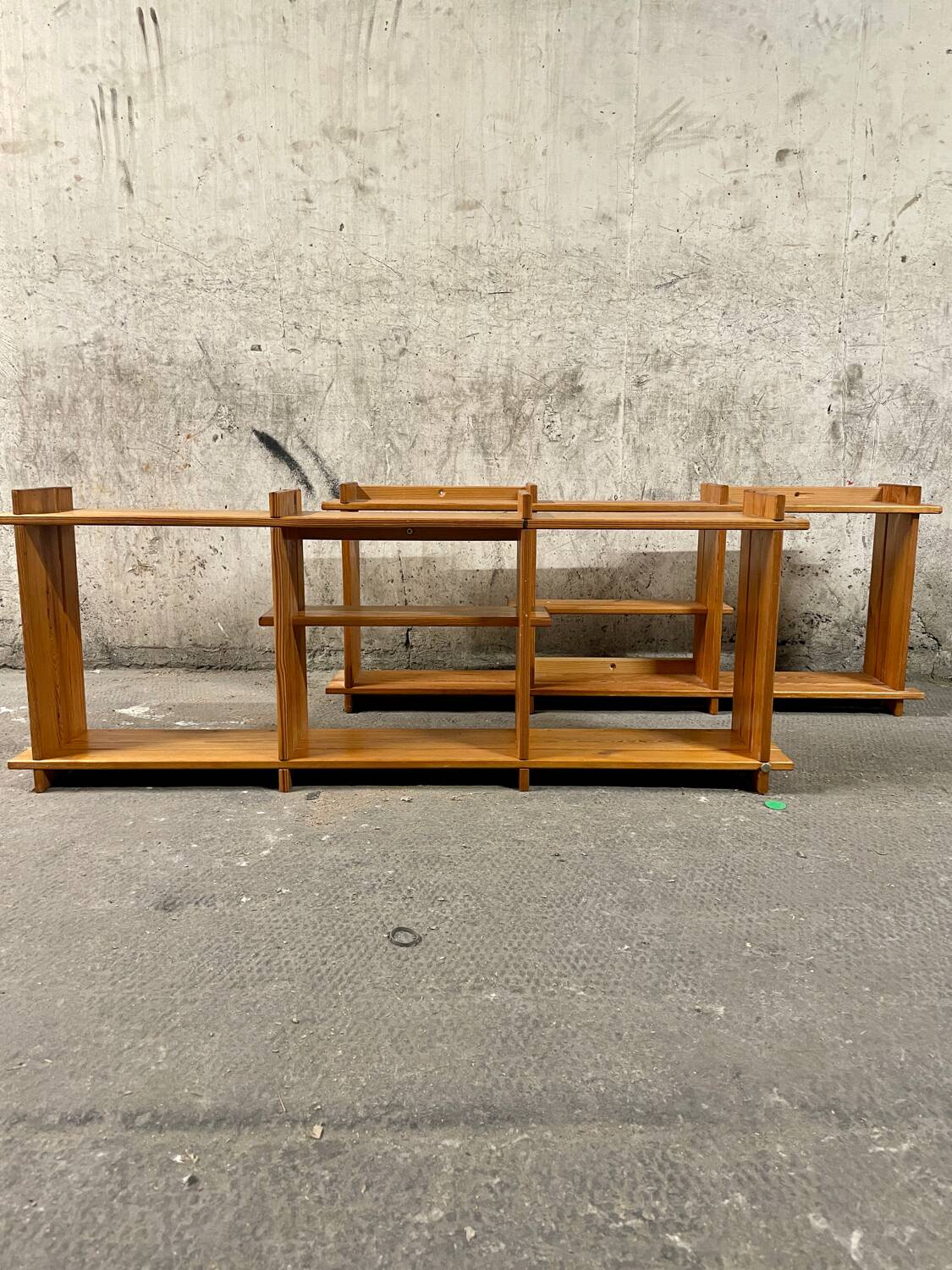 Pair of pine wall shelves