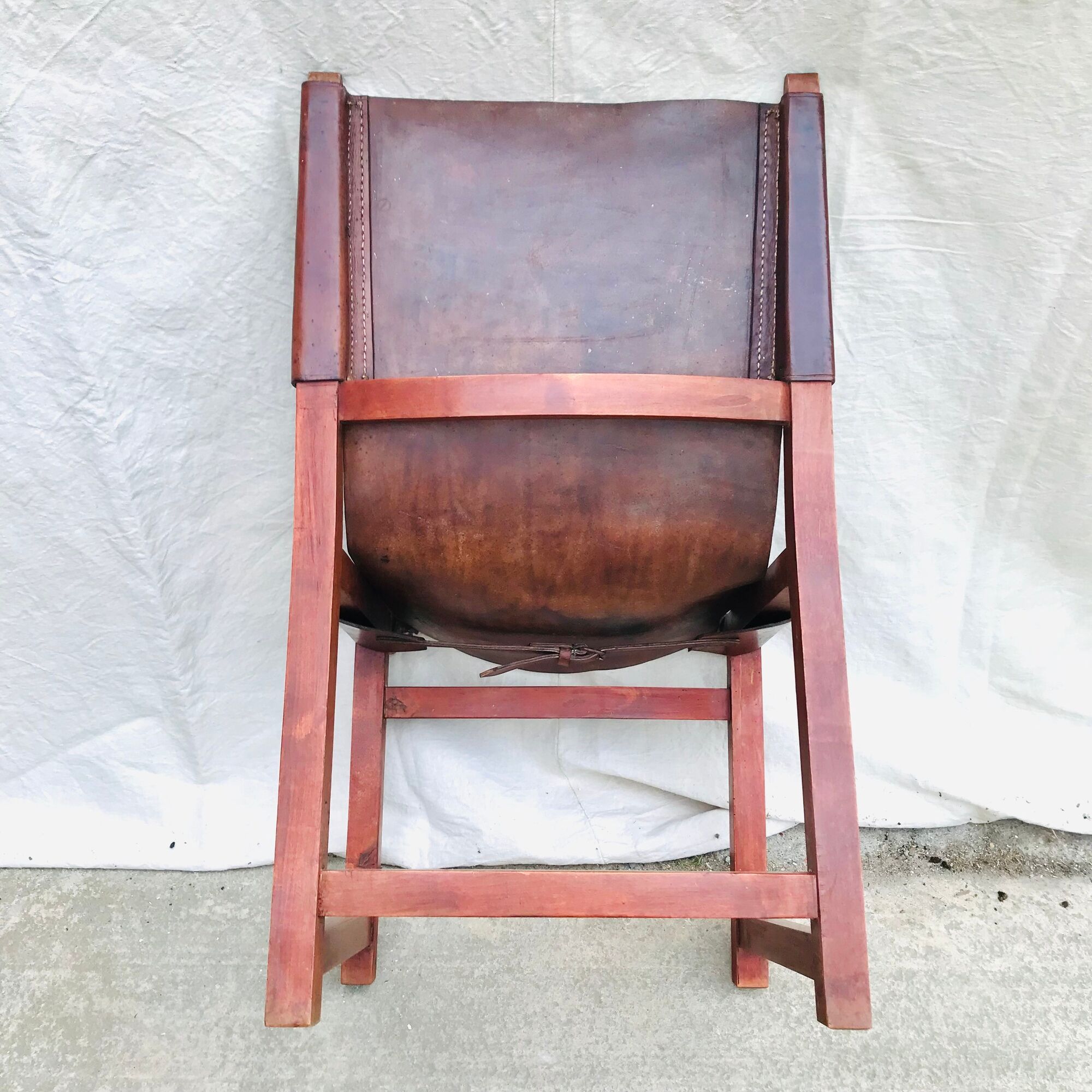 Modernist chair Riaza leather and vintage wood 1960