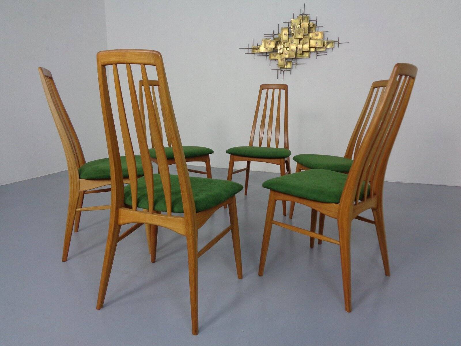 Eva dining chairs in teak by Niels Koeefoed for Hornslet Møbelfabrik, Denmark, 1960s, set of 6.