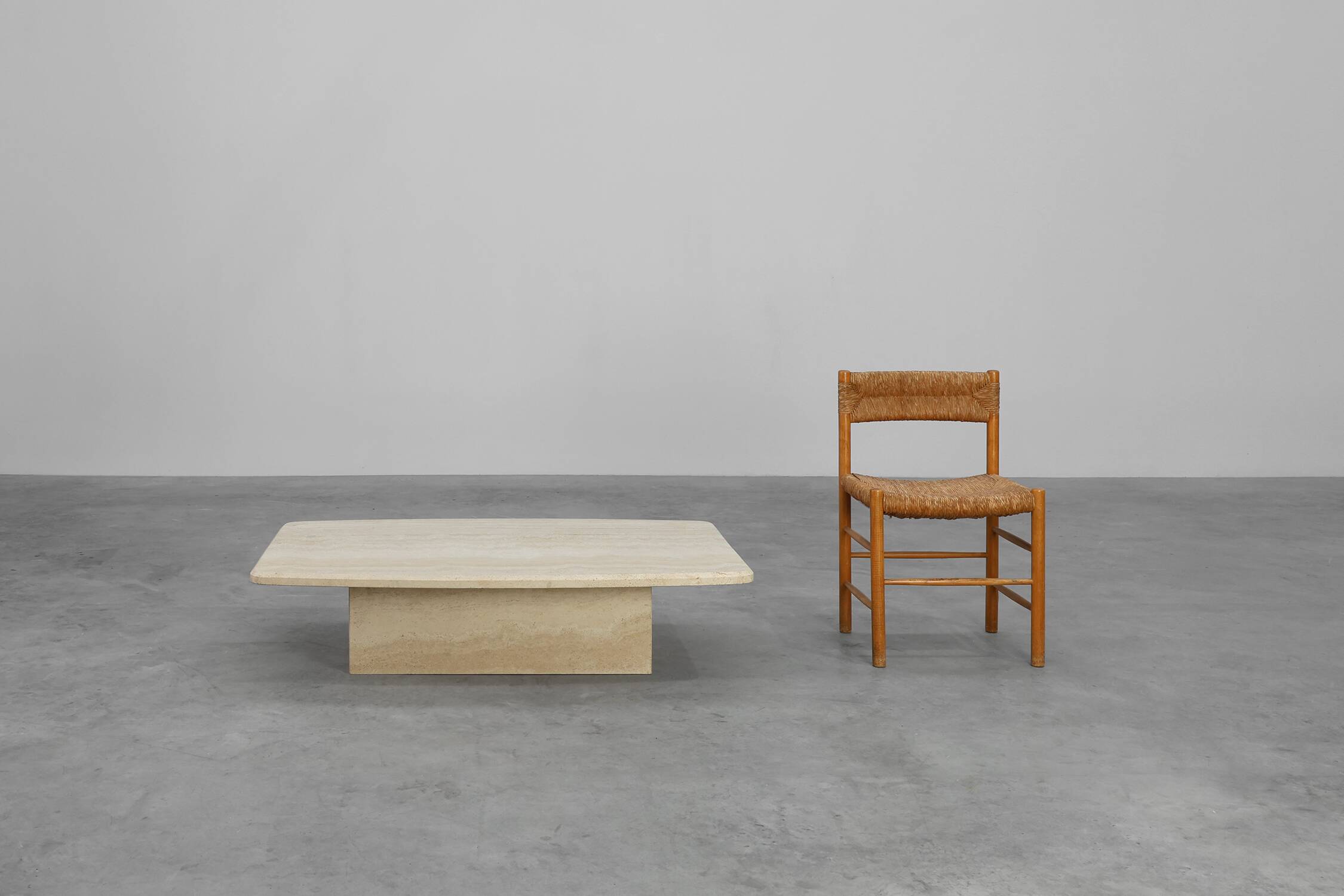 Sculptural organic travertine coffee table, France 1980s