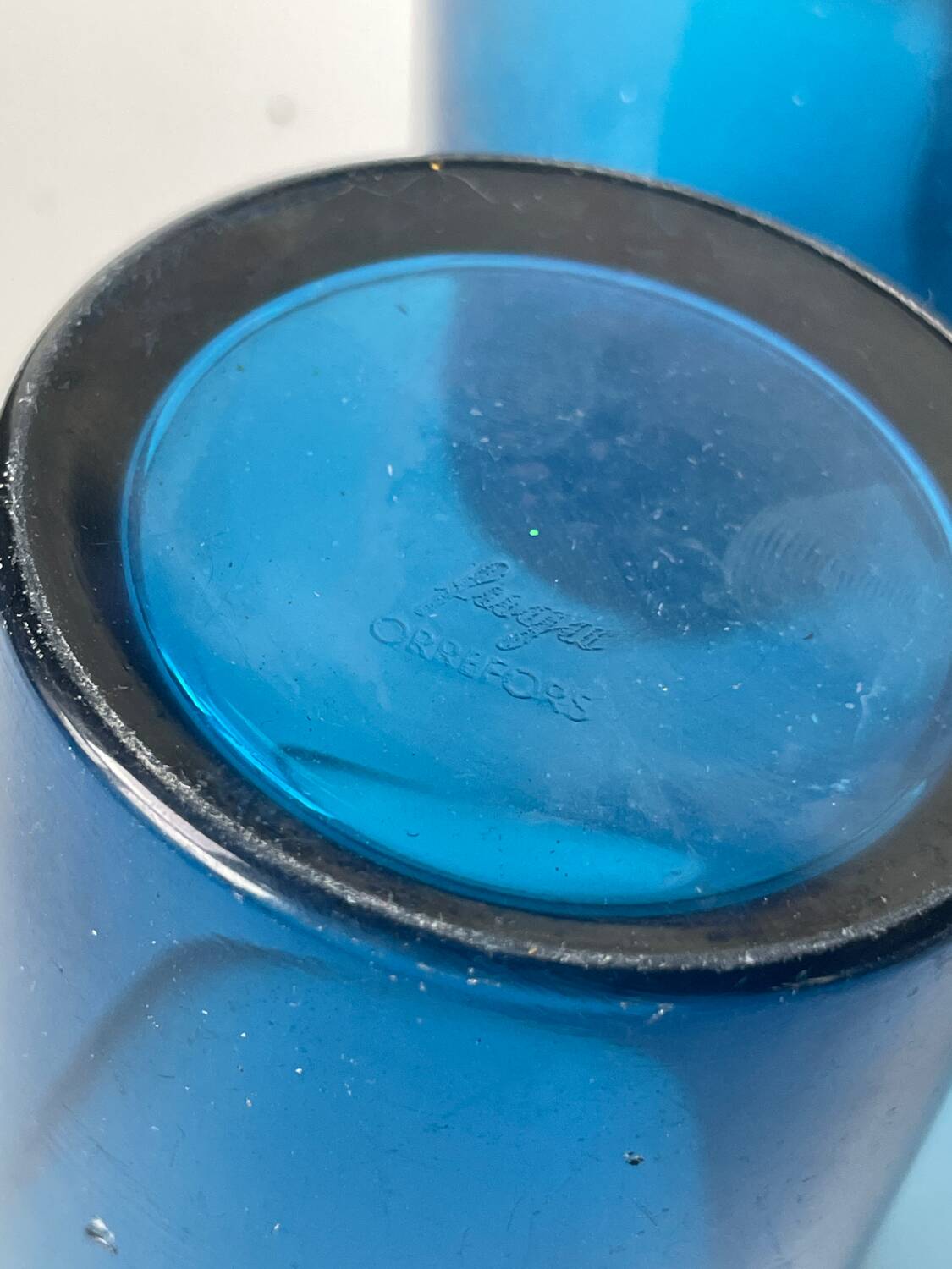 Lot 4 verres Orrefors Fuga Bleus