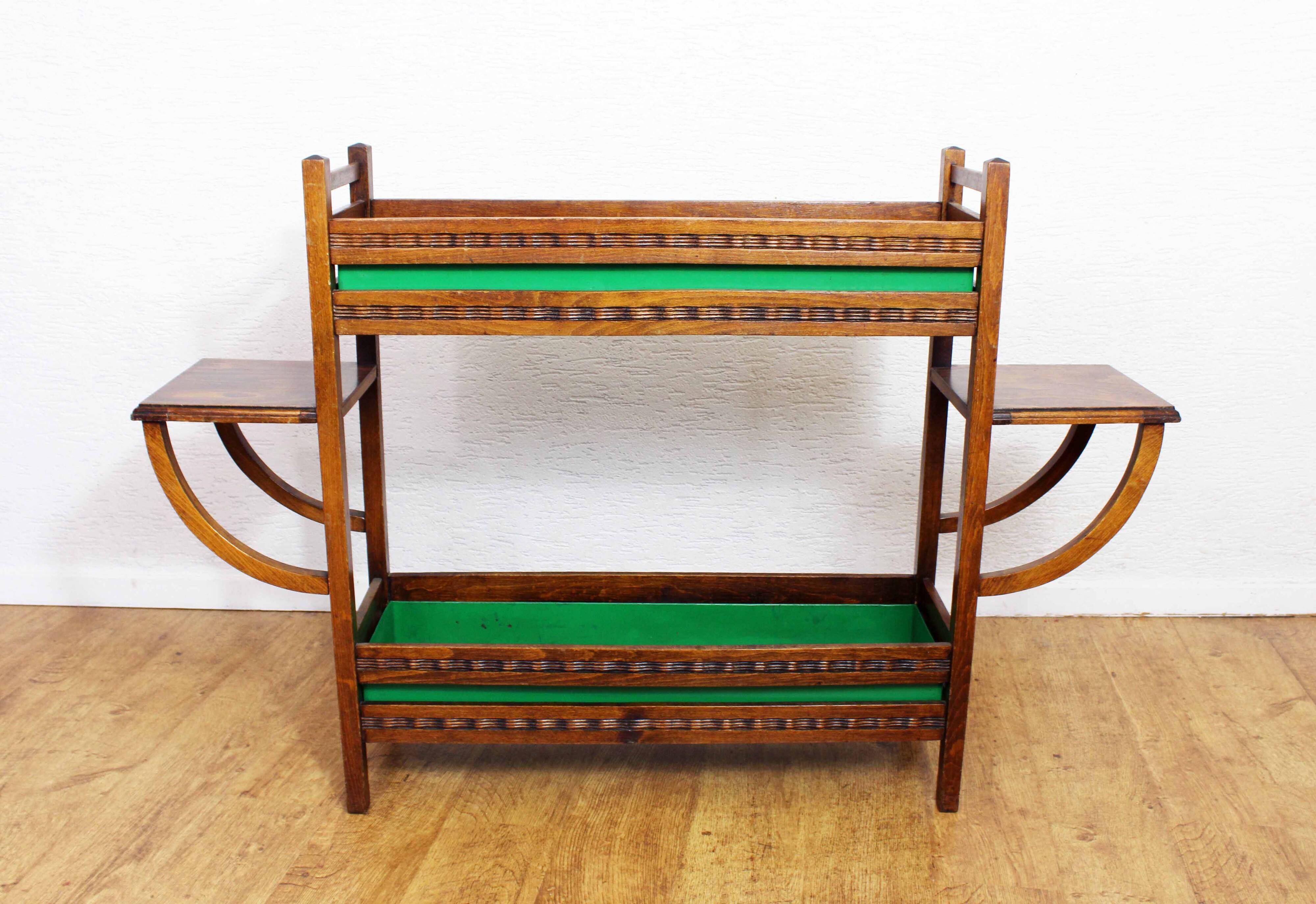 Art Deco planter in wood and zinc