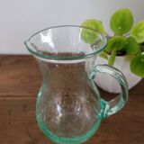 pitcher in green bubbled glass