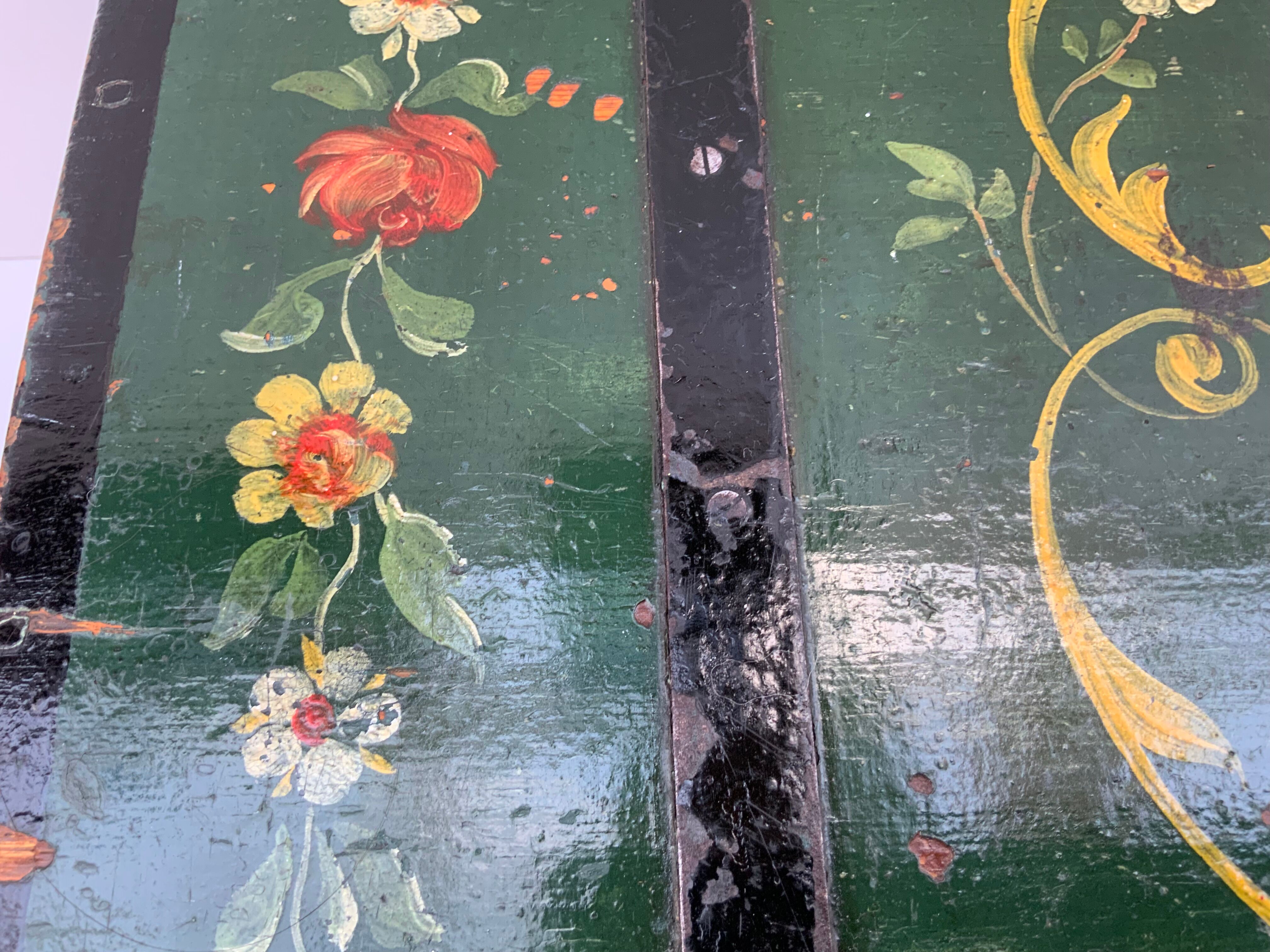 Antique hand painted swedish chest or trunk/ coffee table