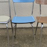 Mismatched formica chairs and stool 1960