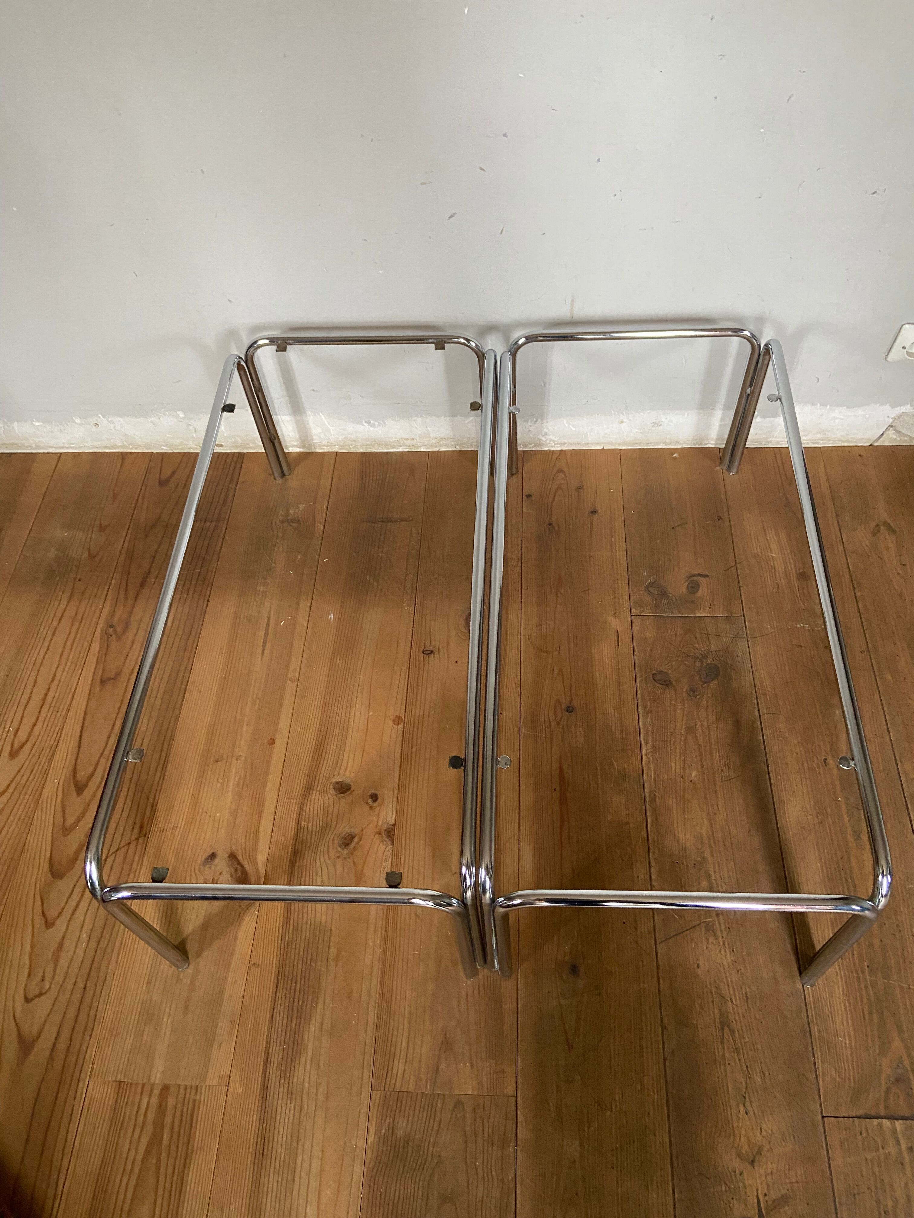Pair of sofa ends / coffee table chrome year 70