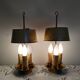 Paire de lampes bouillottes Empire en laiton doré , lampe de chevet , lampe de bureau