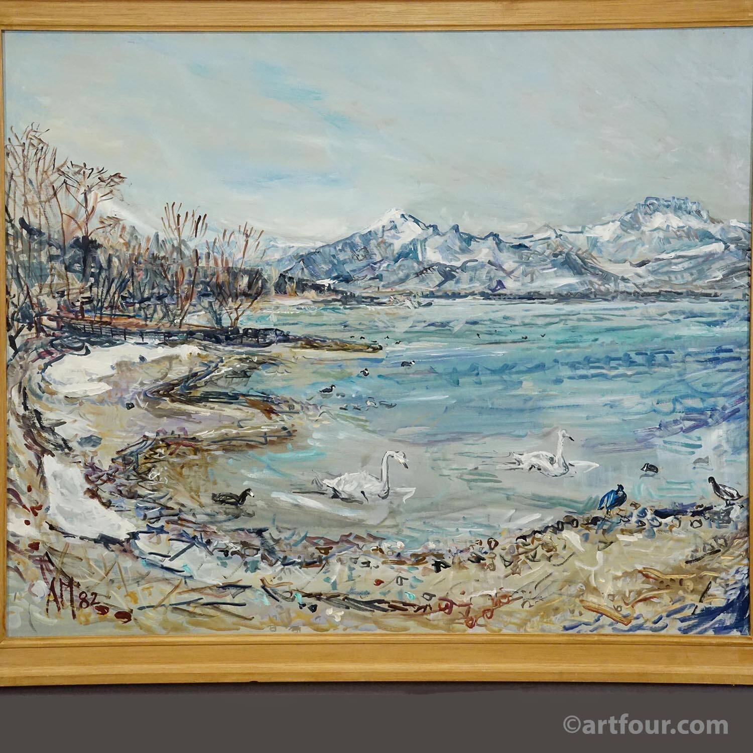 Alexander Michael - Lake Chiemsee in Bavaria oil on canvas 1982