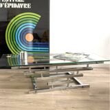 Table basse vintage verre et chrome