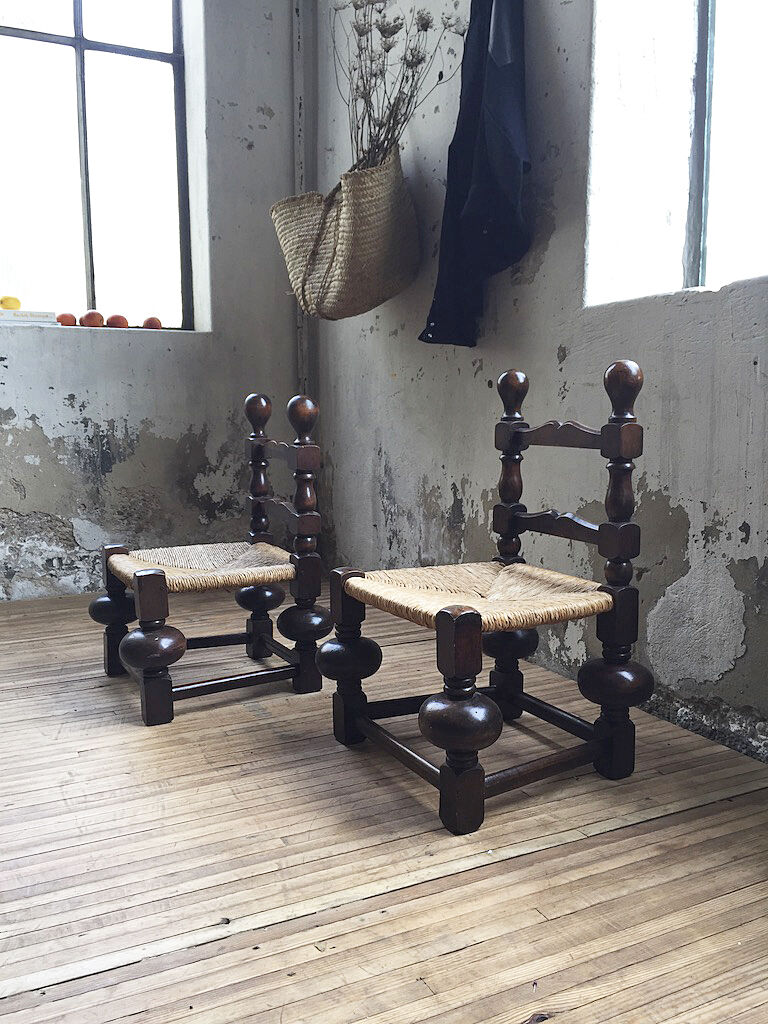 Pair of straw chairs