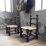 Pair of straw chairs