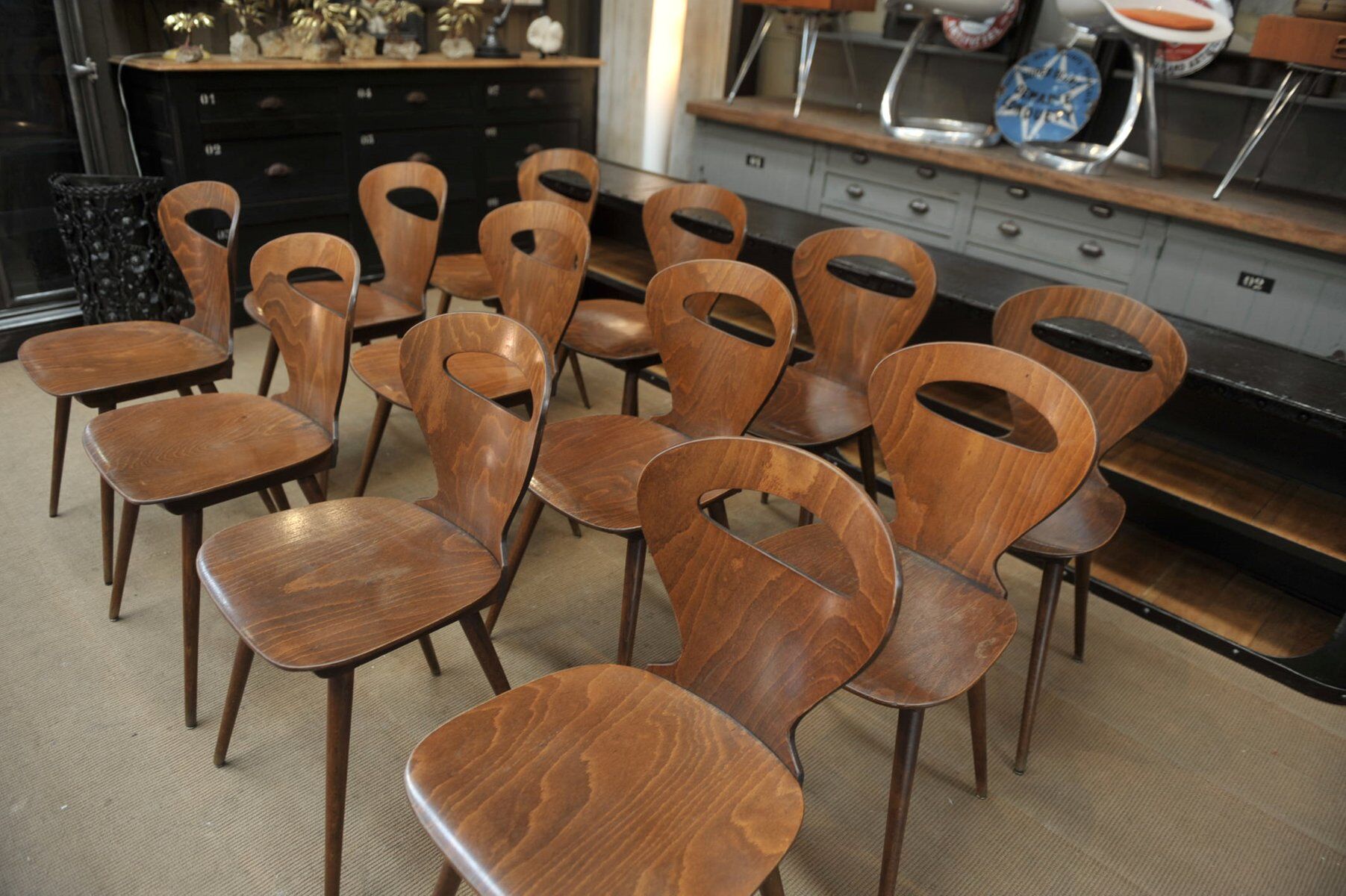 Baumann 1950s curved beech mid-century chair