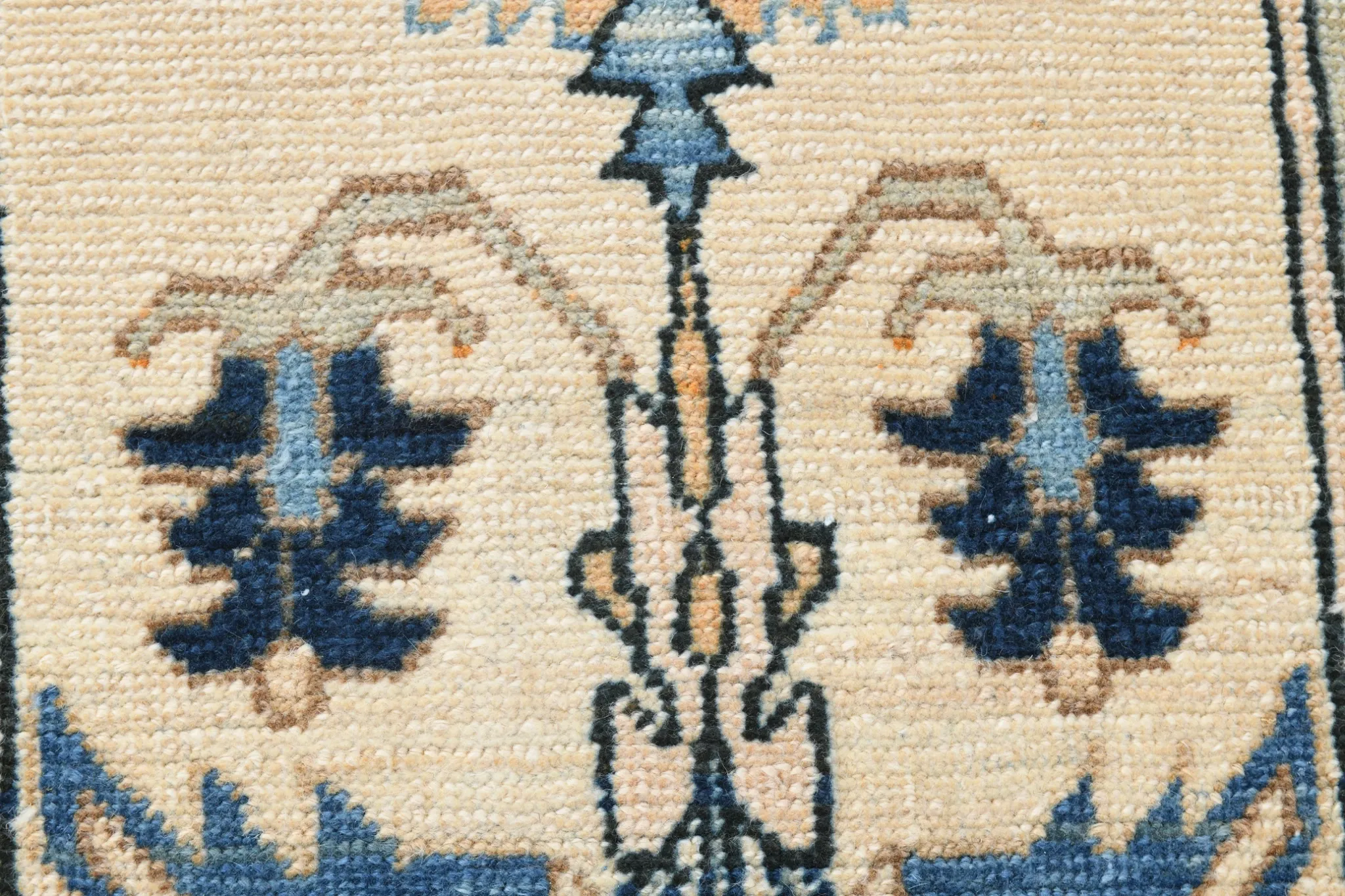 Vintage Large Blue & Peach Persian Rug, Handmade Wool Rustic Decor,348x495