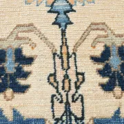 Vintage Large Blue & Peach Persian Rug, Handmade Wool Rustic Decor,348x495