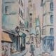 Aquarelle "Rue de la montagne Sainte Geneviève àParis"