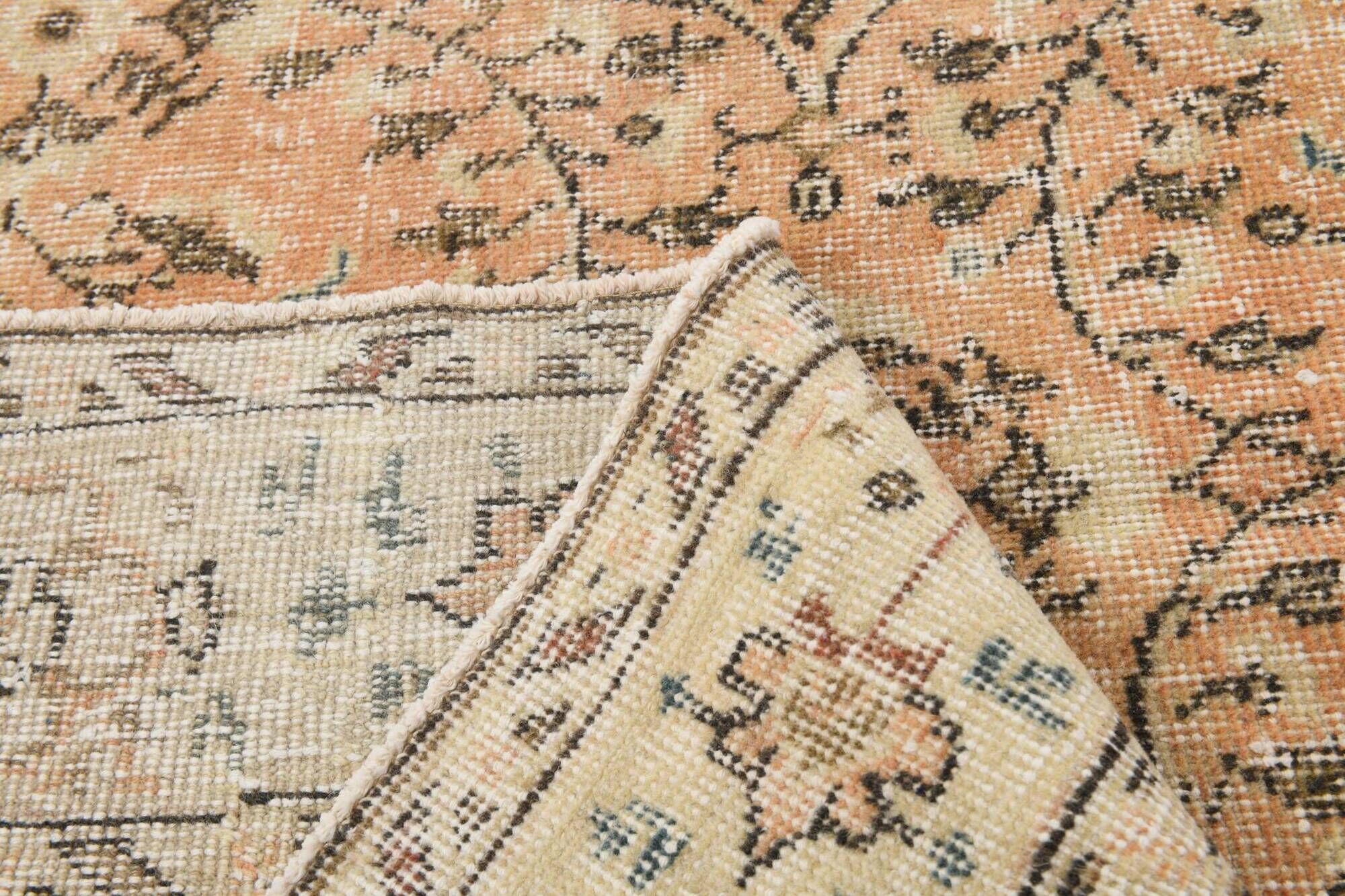 7x10 Vintage Peach Salmon Large Area Turkish Vintage Rug, 210x301 Cm